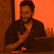 Speaker talking at a networking event