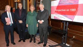 (L-R) Sir John Birch, Misha Glenny, Gill Bennett, Lord Waldegrave