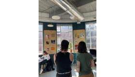 The students admiring their work