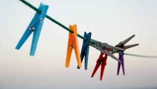 Pegs on a clothes line