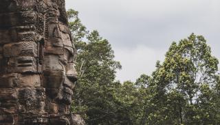 Outdoor stone carving in Cambodia