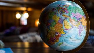 A globe on an office table