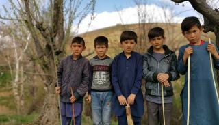 Five Afghan boys outside in Ghazni