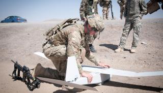 Paratroopers launch packable drone