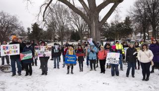 International Human Rights Day protestors against war and deportation