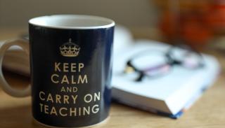 Keep calm and carry on teaching mug