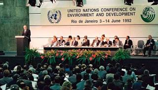 A photo of the The United Nations Conference on Environment and Development, also known as the 1992 'Earth Summit', held in Rio de Janeiro