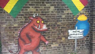 A wall mural of The Gruffalo