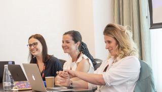 Three women from the GNO working group presenting at one of the GNO sponsored 2023 conference panels in Glasgow