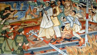Fresco depicting the Quit India Movement by artist Beohar Rammanohar Sinha