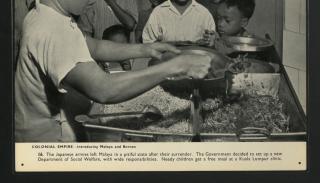 Colonial Malaya - a woman serving young children food
