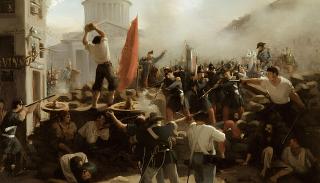 On the barricades on the Rue Soufflot Painting