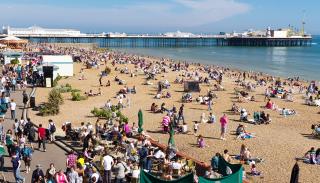 Brighton beach and pier on a sunny day