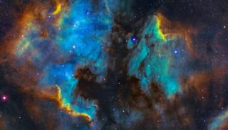 A rainbow galaxy on a night sky