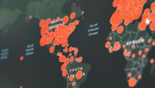 hot spots on a digital map of North and South America and Africa