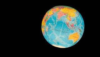 glowing globe on a black background