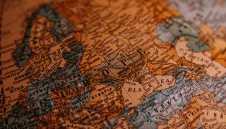 Close up shot of a multicoloured globe 