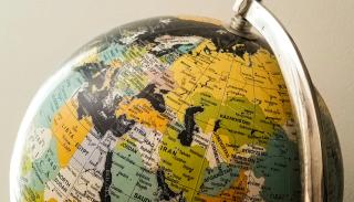 Multicoloured top shot of a globe 