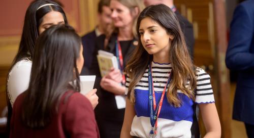Two women networking