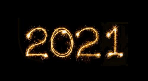 2021 written in sparklers