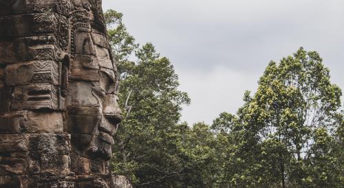Outdoor stone carving in Cambodia