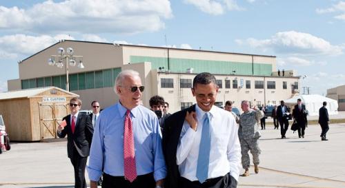 Joe Biden and Barack Obama walking together