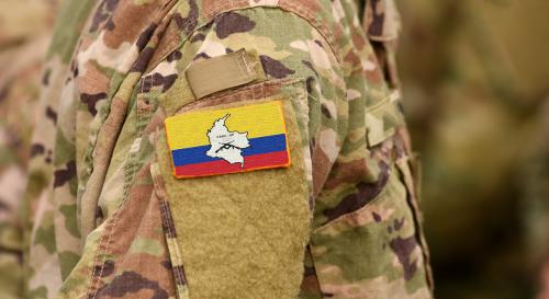 Soldier with FARC badge on jacket