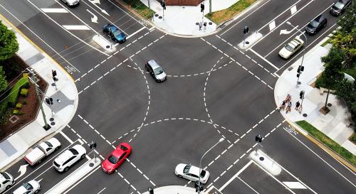 A four-way highway intersection