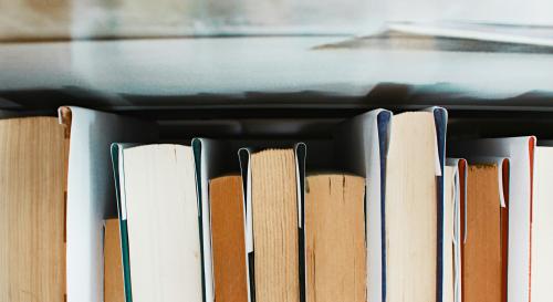 A top down picture of 10 books lined up