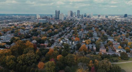 Aerial view of German village in Columbus Ohio