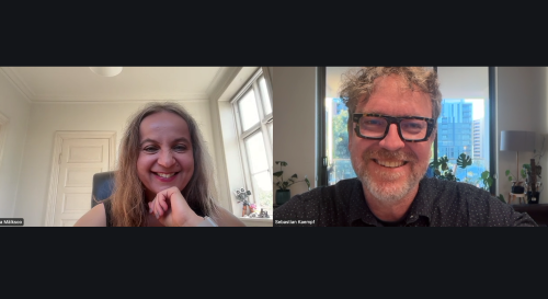 Maria Malksoo and Seb Kaempt on a Zoom call