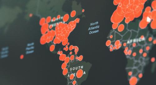 hot spots on a digital map of North and South America and Africa