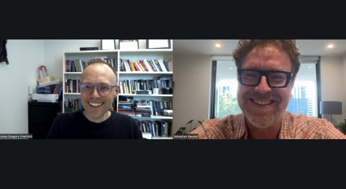 Thomas and Sebastian on a zoom call 