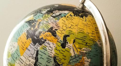 Multicoloured top shot of a globe 