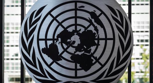 UN emblem infront of a window