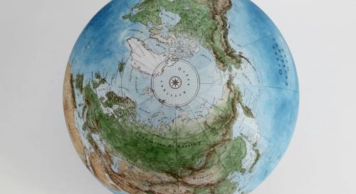 Top down image of a traditional globe