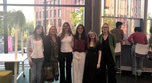 A group shot of several members of the UGN committee with Juliet Dryden, Evie Aspinall and Juanita Elias at Warwick University