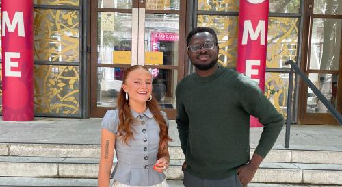 Phoebe and Daniel infront of SOAS