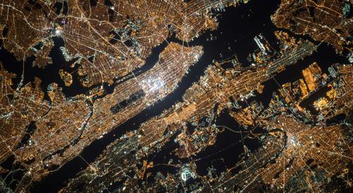 Ariel shot of a lit up area of the globe 