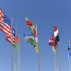 Various flags on poles